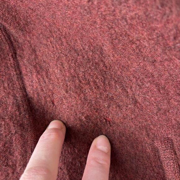 Eileen Fisher Cardigan Sweater Lambs Wool Knit Pockets Zip Up Dark Red M Flawed - Picture 5 of 7